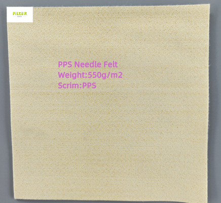 450gsm - 550gsm Panno filtrante industriale PPS Feltro ad ago per sacchetto filtro