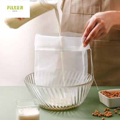 Sacchetto di filtraggio liquido resistente con chiusura a corda di trazione adatto al filtraggio del succo di latte, del latte di soia e di altre applicazioni liquide