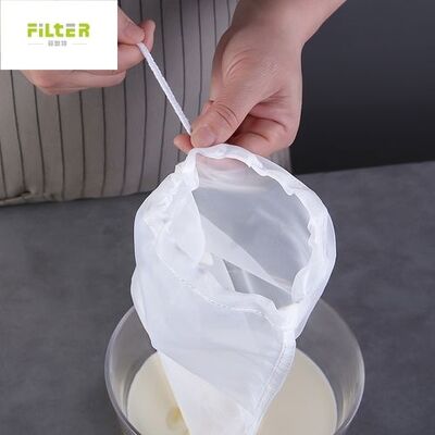 Durable Liquid Filter Bag with drawstring closure suitable for filtering milk juice soymilk and other liquid applications