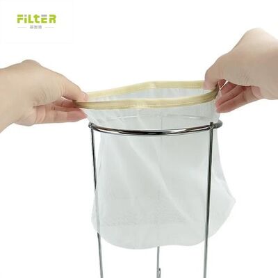 Sacchetto per filtri liquidi Maglia di nylon resistente Materiale di qualità alimentare Disegno riutilizzabile Maglia fine Strassamento Opzioni multi-micron Chiusura a stringa