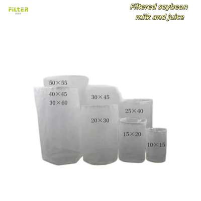 Sacchetto per filtri liquidi Maglia di nylon resistente Materiale di qualità alimentare Disegno riutilizzabile Maglia fine Strassamento Opzioni multi-micron Chiusura a stringa