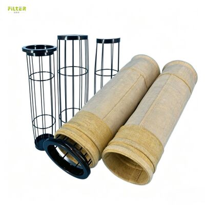 Sacchetto filtro in poliestere aramidico PPS P84 PTFE resistente al calore per collettore di polveri a getto di impulsi